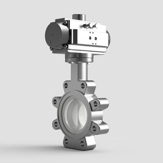 V-Tork Actuated Lugged PTFE Lined Stainless Steel Butterfly Valve