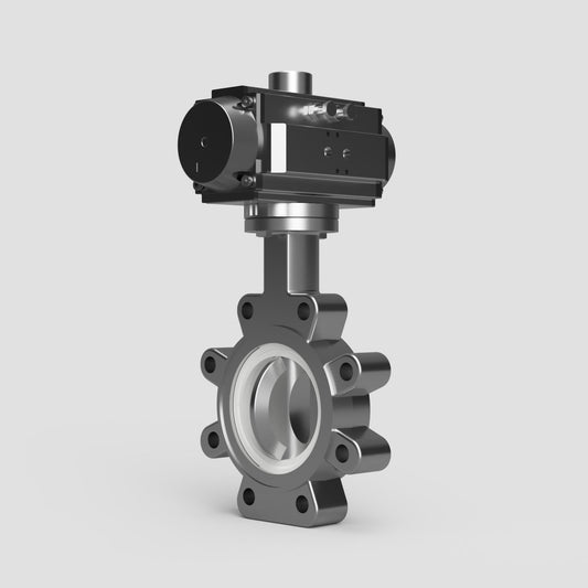 V-Tork Actuated Lugged PTFE Seat Stainless Steel Butterfly Valve